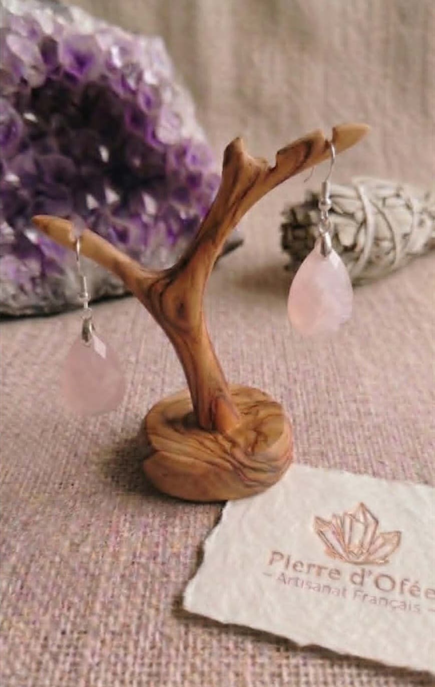 Boucles d'oreilles Lyor — Quartz Rose