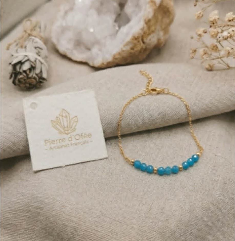 Bracelet Fin, Apatite Bleue