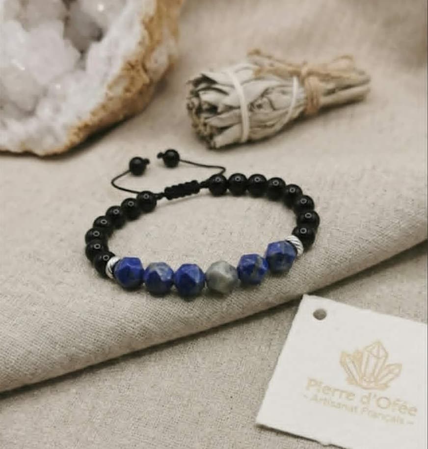 Bracelet Onyx Noir & Lapis-Lazuli