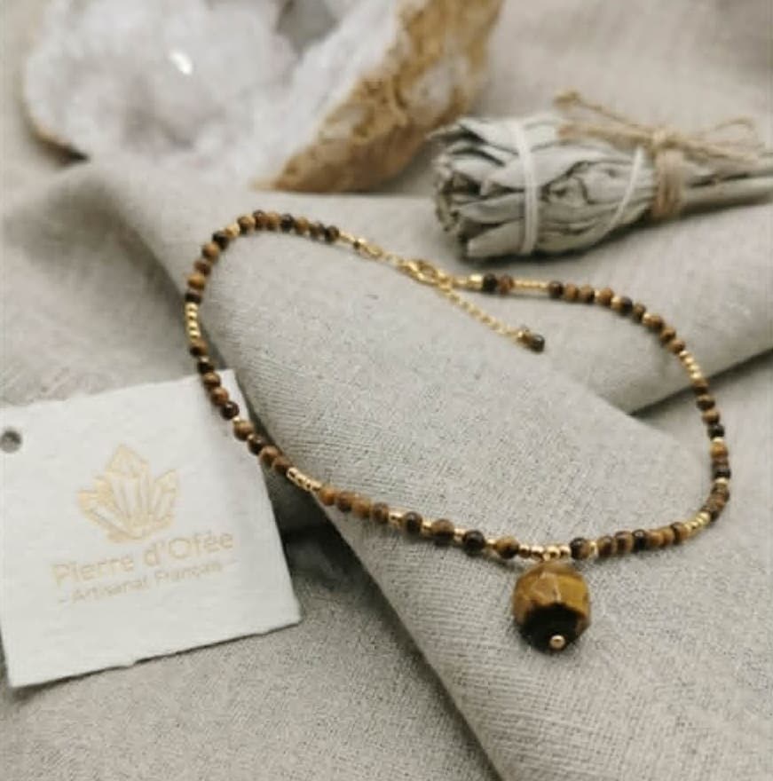 Collier Doré — Œil de Tigre