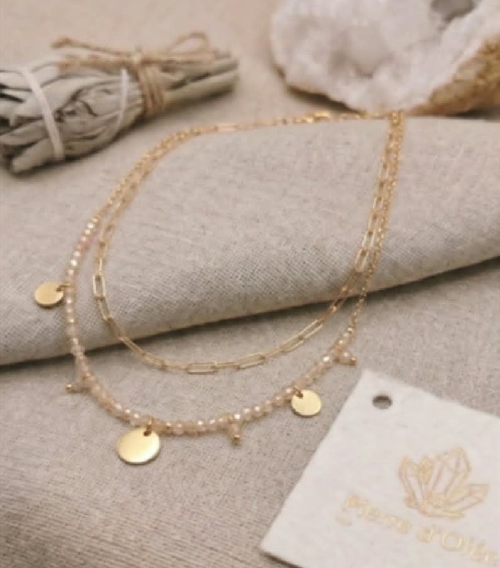 Collier Doré — Pierre de Lune